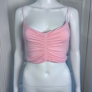 Forever 21 Pink Ruched Spaghetti Strap Crop Top